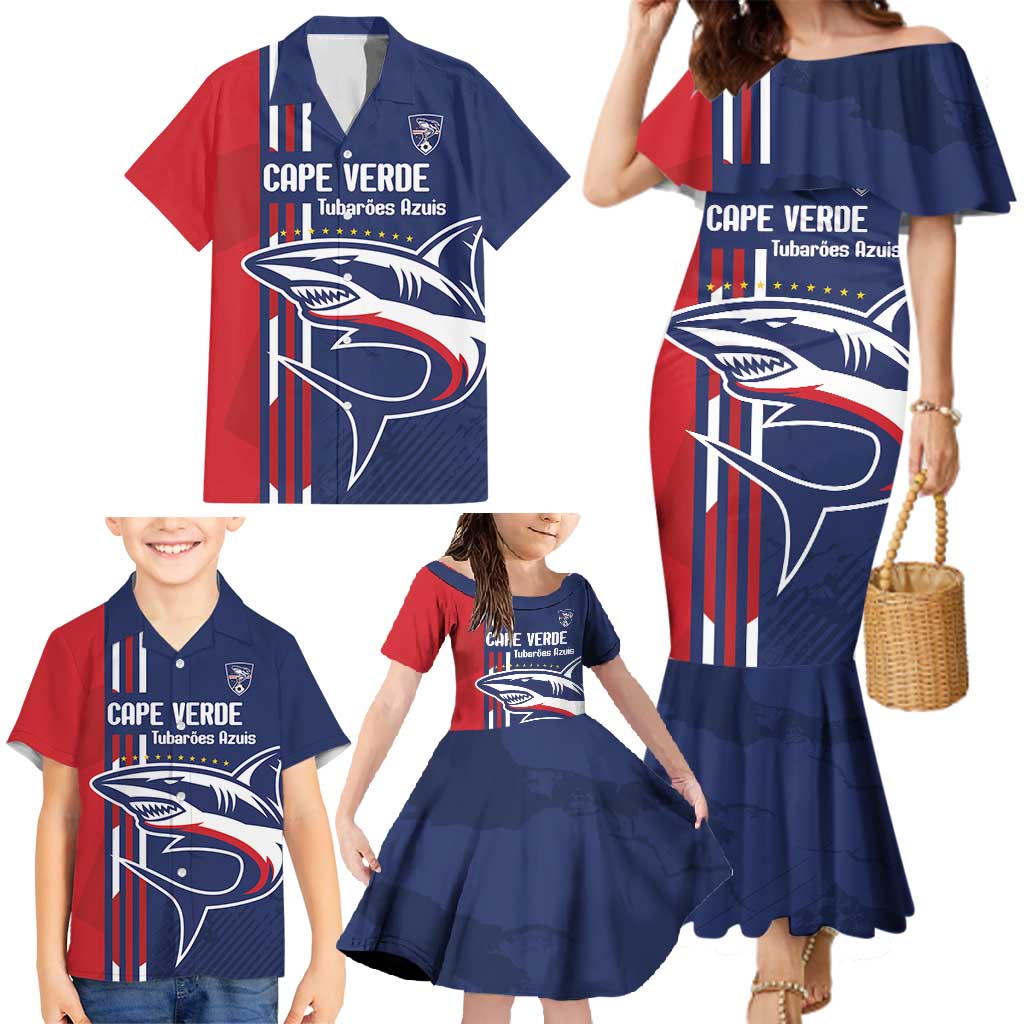 Cape Verde Football Family Matching Mermaid Dress and Hawaiian Shirt Tubaroes Azuis Pride - Wonder Print Shop