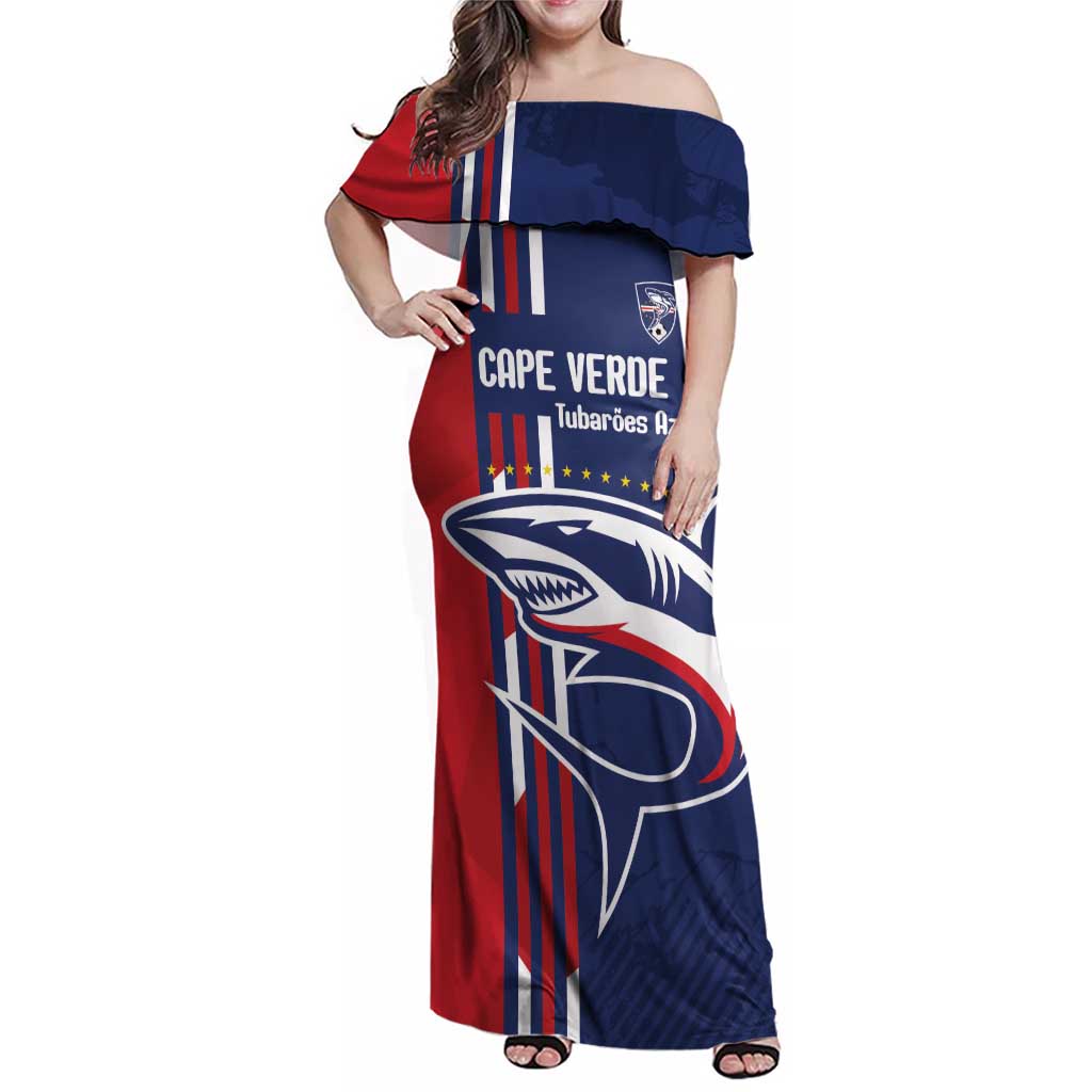 Cape Verde Football Family Matching Off Shoulder Maxi Dress and Hawaiian Shirt Tubaroes Azuis Pride - Wonder Print Shop