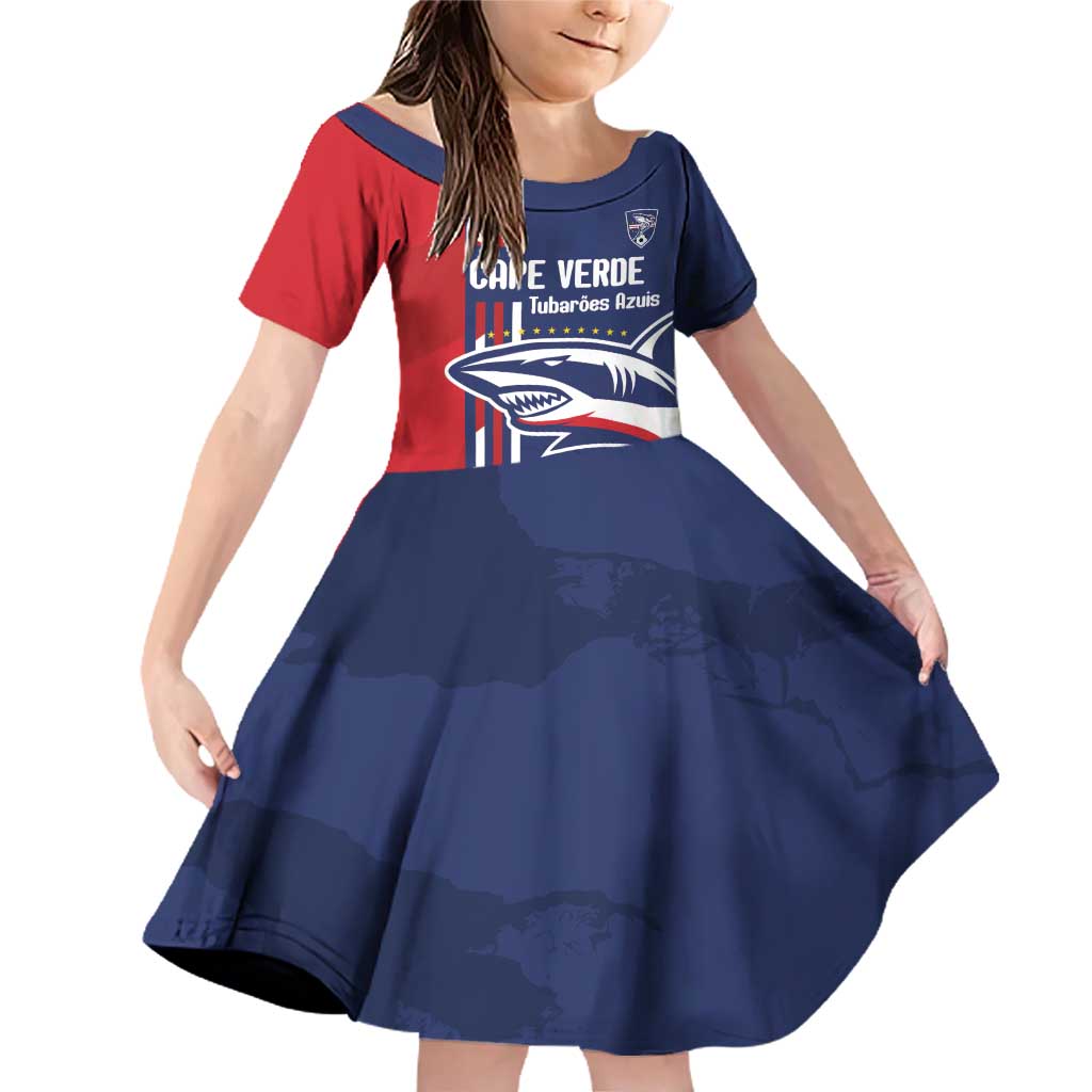 Cape Verde Football Family Matching Off Shoulder Short Dress and Hawaiian Shirt Tubaroes Azuis Pride - Wonder Print Shop