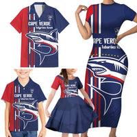 Cape Verde Football Family Matching Short Sleeve Bodycon Dress and Hawaiian Shirt Tubaroes Azuis Pride - Wonder Print Shop