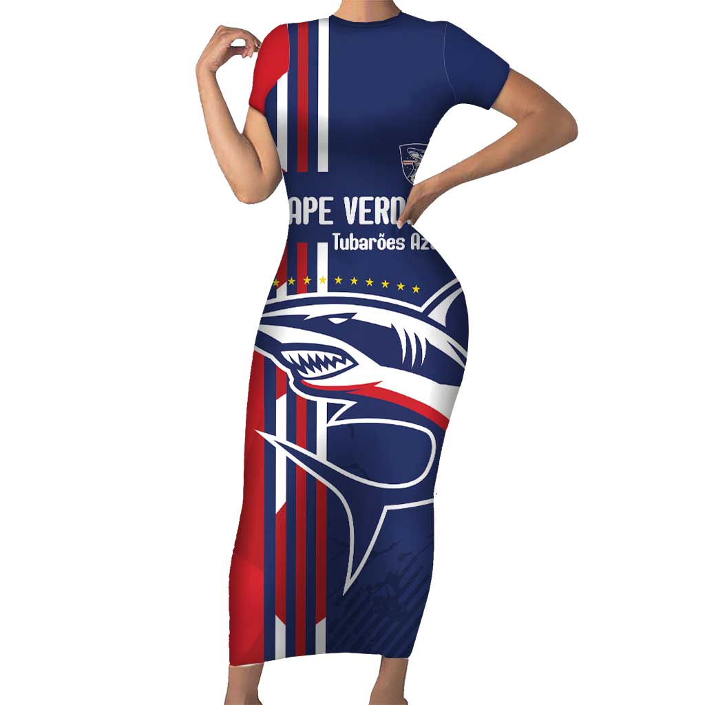 Cape Verde Football Family Matching Short Sleeve Bodycon Dress and Hawaiian Shirt Tubaroes Azuis Pride - Wonder Print Shop