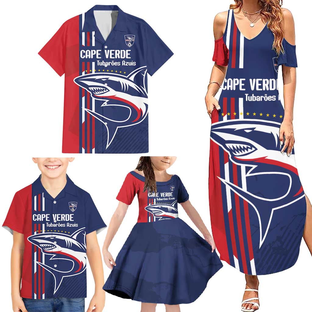 Cape Verde Football Family Matching Summer Maxi Dress and Hawaiian Shirt Tubaroes Azuis Pride - Wonder Print Shop