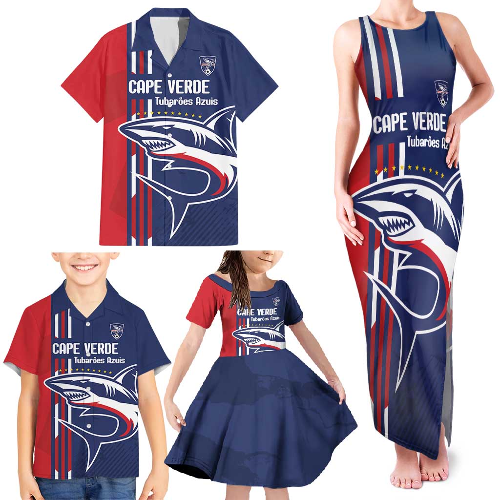 Cape Verde Football Family Matching Tank Maxi Dress and Hawaiian Shirt Tubaroes Azuis Pride - Wonder Print Shop