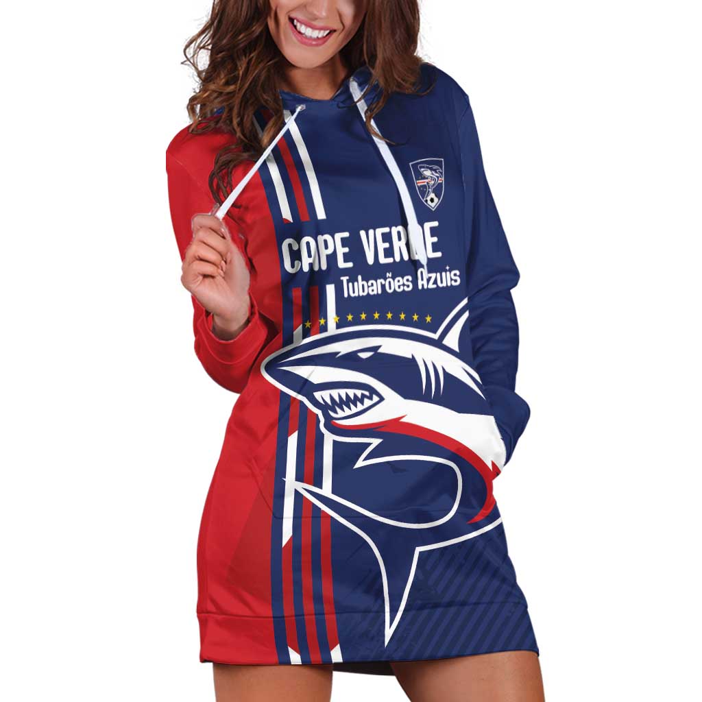 Cape Verde Football Hoodie Dress Tubaroes Azuis Pride - Wonder Print Shop