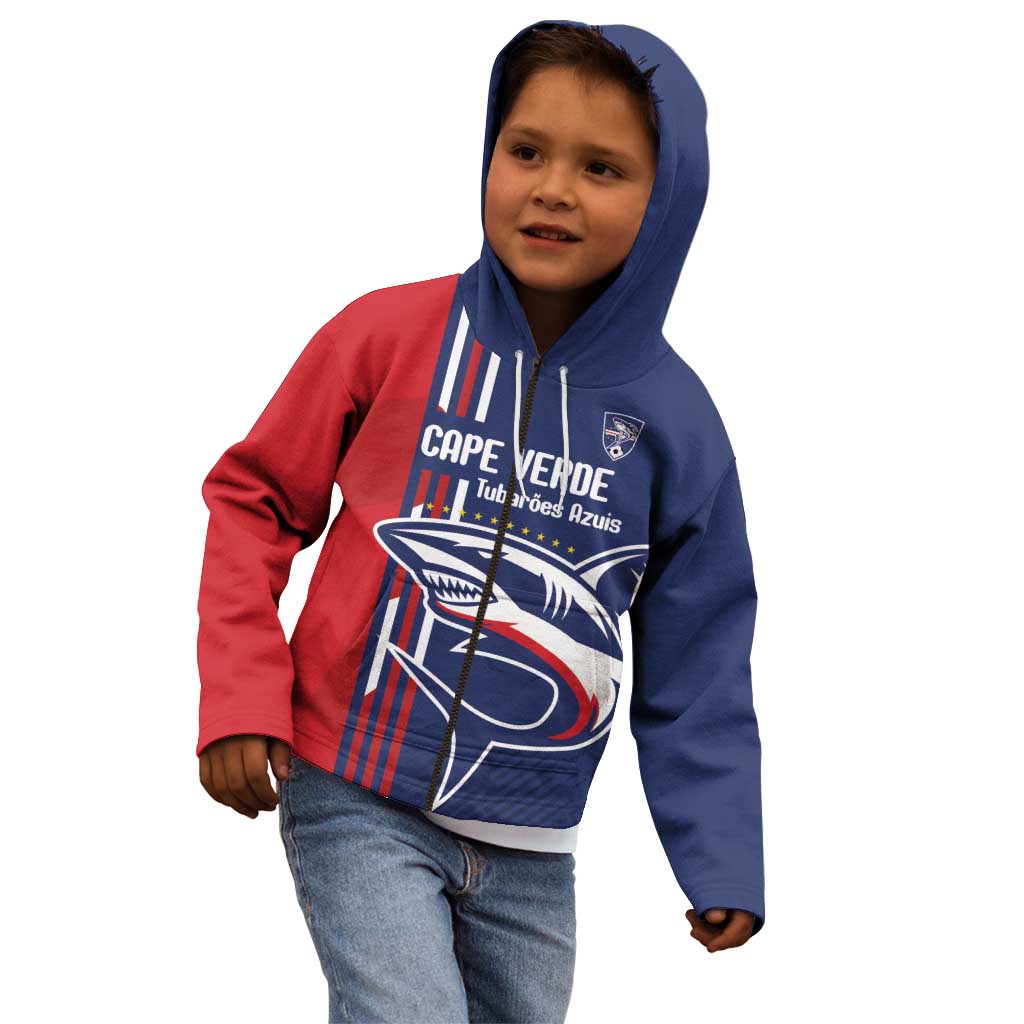 Cape Verde Football Kid Hoodie Tubaroes Azuis Pride - Wonder Print Shop
