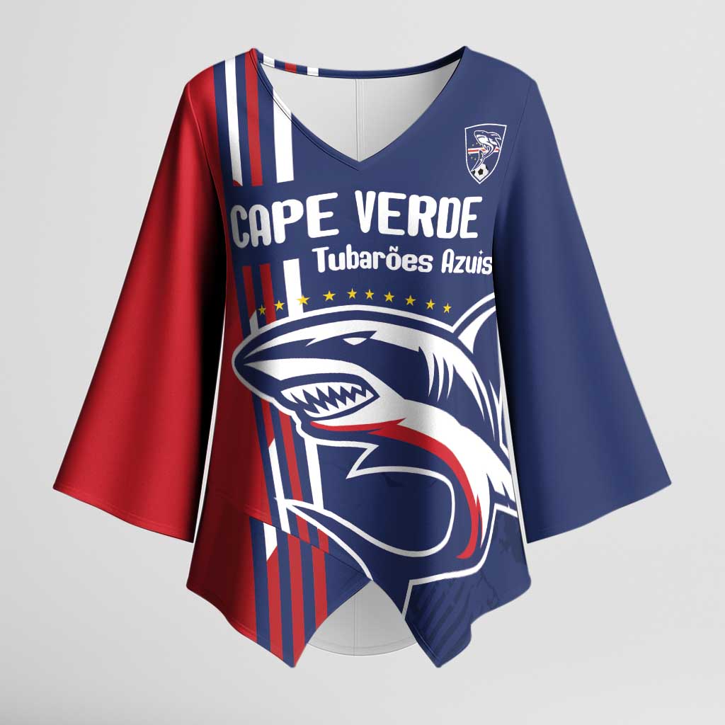 Cape Verde Football Kimono Sleeve Blouse Tubaroes Azuis Pride - Wonder Print Shop