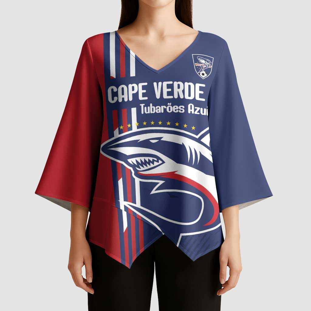 Cape Verde Football Kimono Sleeve Blouse Tubaroes Azuis Pride - Wonder Print Shop