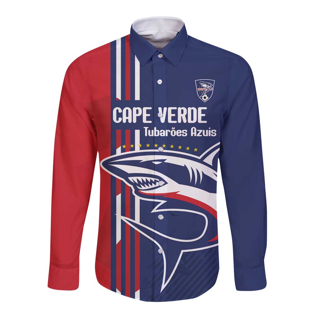 Cape Verde Football Long Sleeve Button Shirt Tubaroes Azuis Pride - Wonder Print Shop