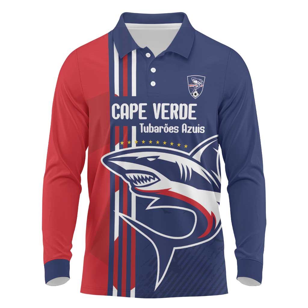 Cape Verde Football Long Sleeve Polo Shirt Tubaroes Azuis Pride - Wonder Print Shop
