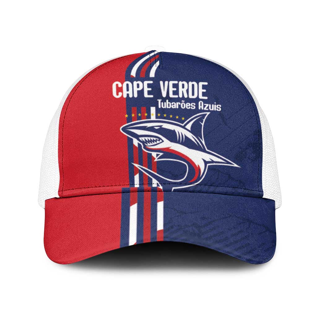Cape Verde Football Mesh Trucker Cap Tubaroes Azuis Pride - Wonder Print Shop