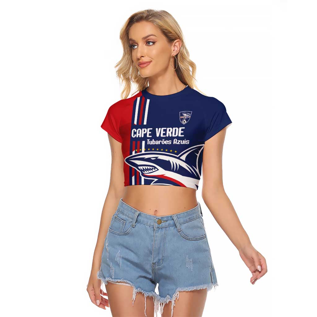 Cape Verde Football Raglan Cropped T Shirt Tubaroes Azuis Pride - Wonder Print Shop