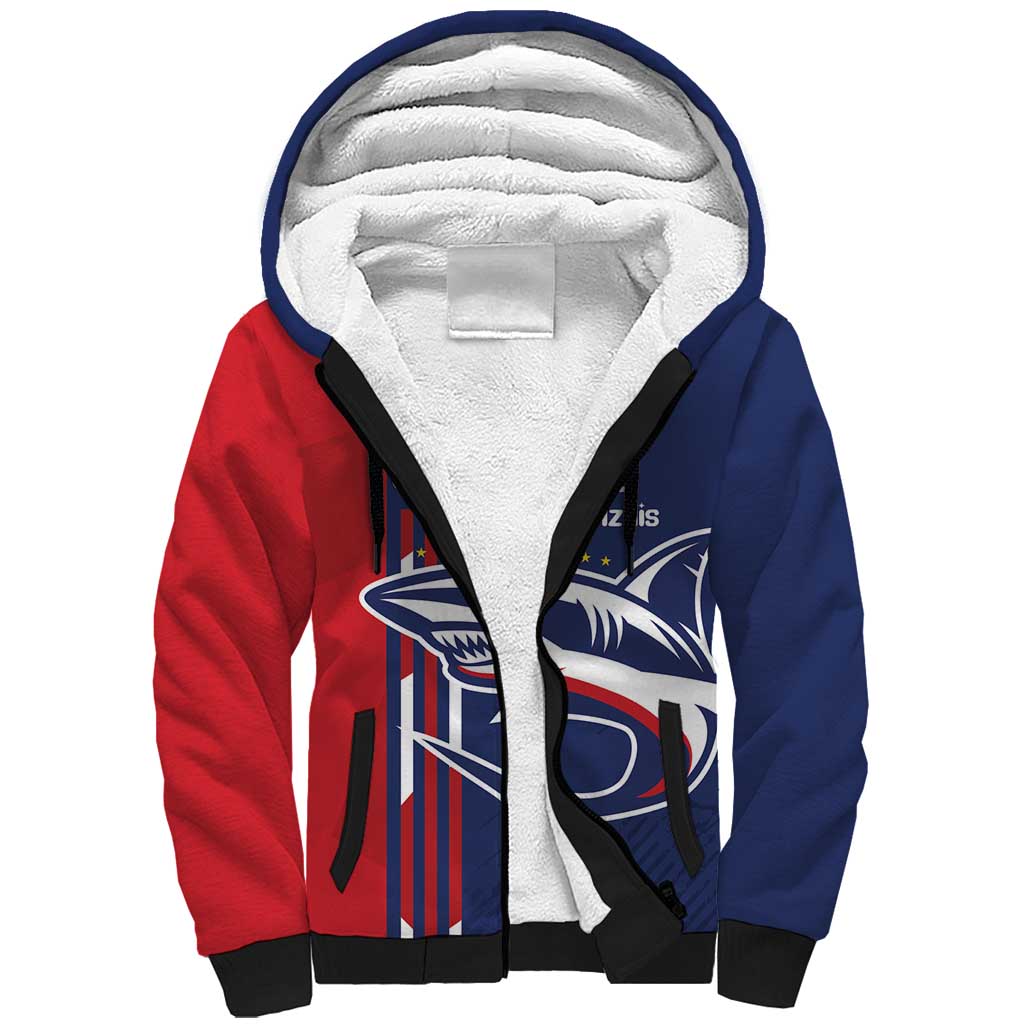 Cape Verde Football Sherpa Hoodie Tubaroes Azuis Pride - Wonder Print Shop