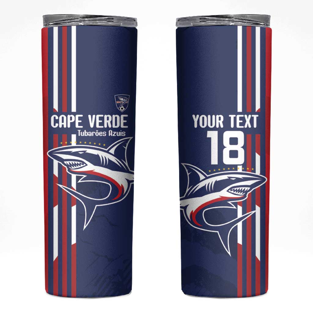 Cape Verde Football Skinny Tumbler Tubaroes Azuis Pride - Wonder Print Shop