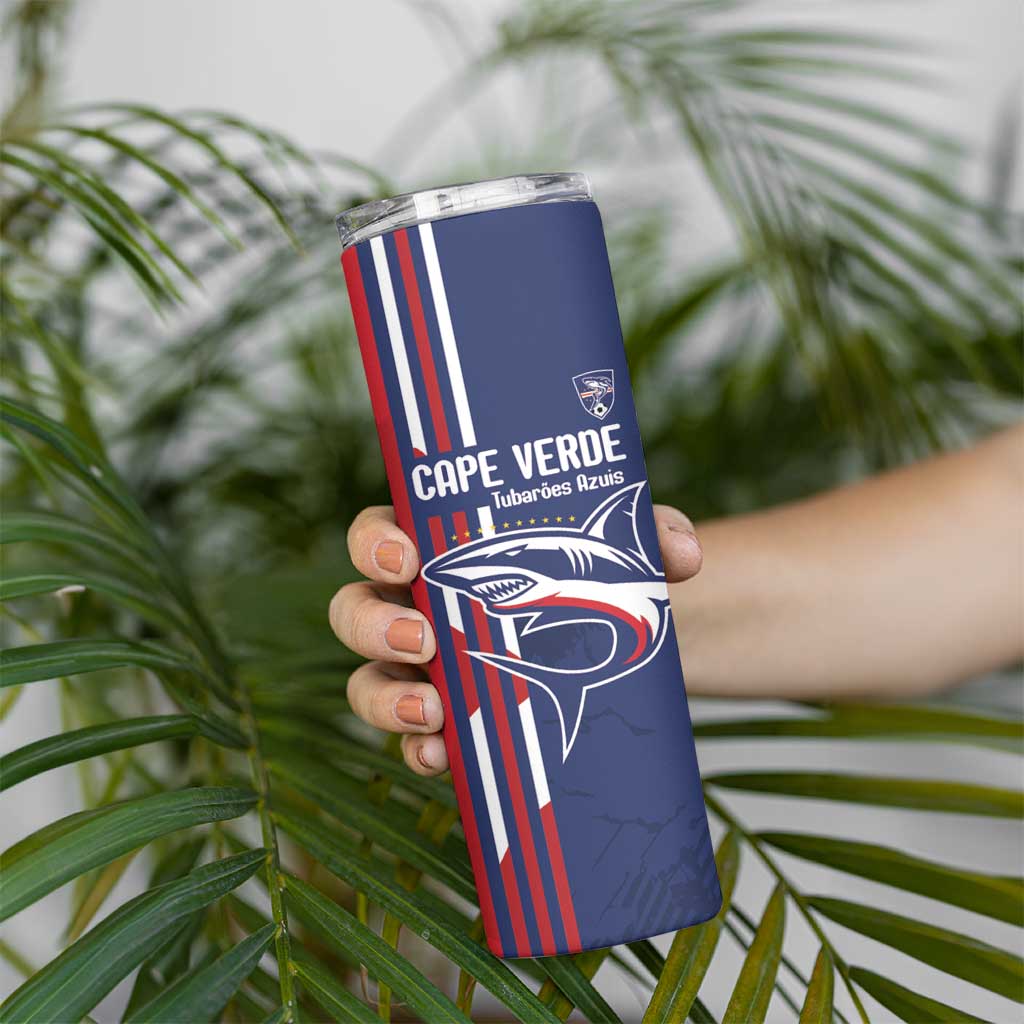Cape Verde Football Skinny Tumbler Tubaroes Azuis Pride - Wonder Print Shop