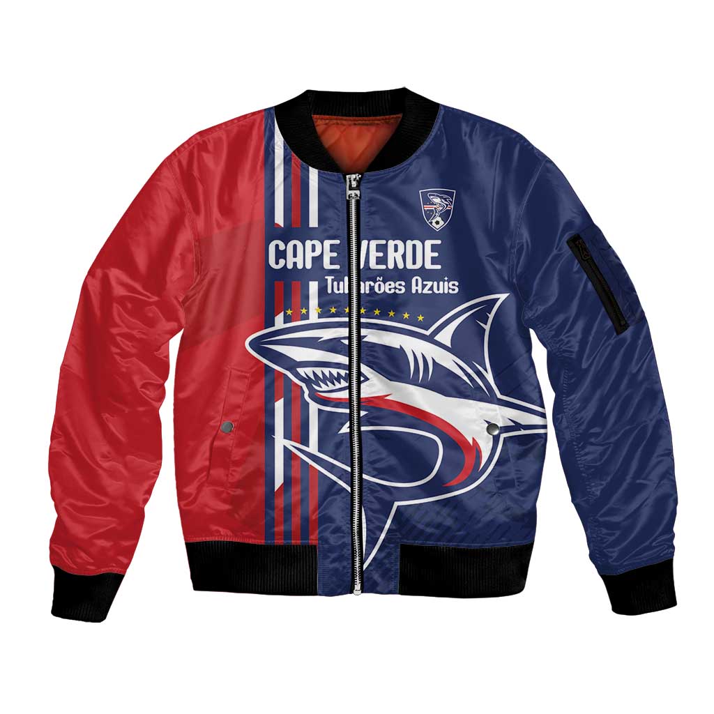 Cape Verde Football Sleeve Zip Bomber Jacket Tubaroes Azuis Pride - Wonder Print Shop