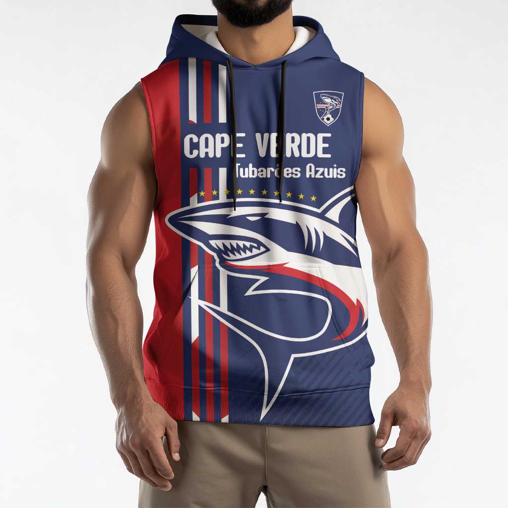 Cape Verde Football Sleeveless Hoodie Tubaroes Azuis Pride - Wonder Print Shop