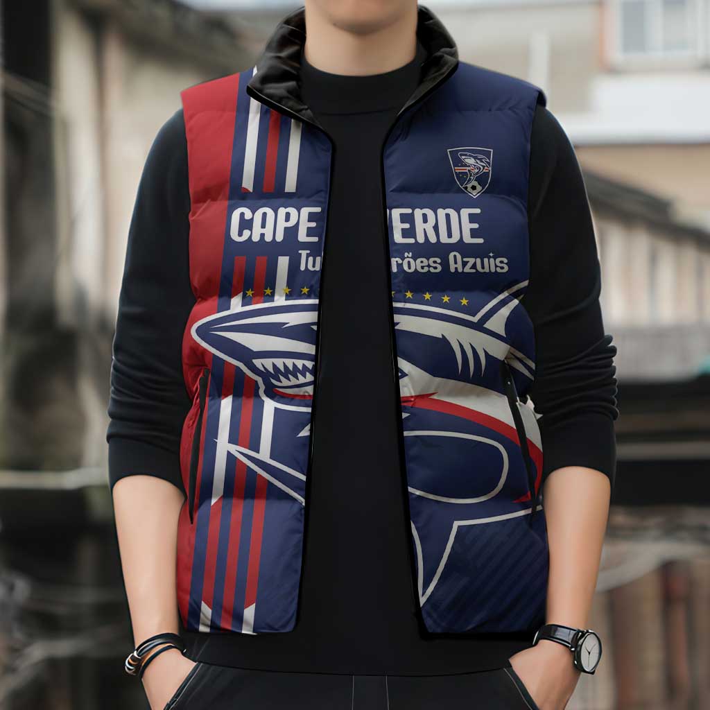 Cape Verde Football Sleeveless Puffer Jacket Tubaroes Azuis Pride - Wonder Print Shop