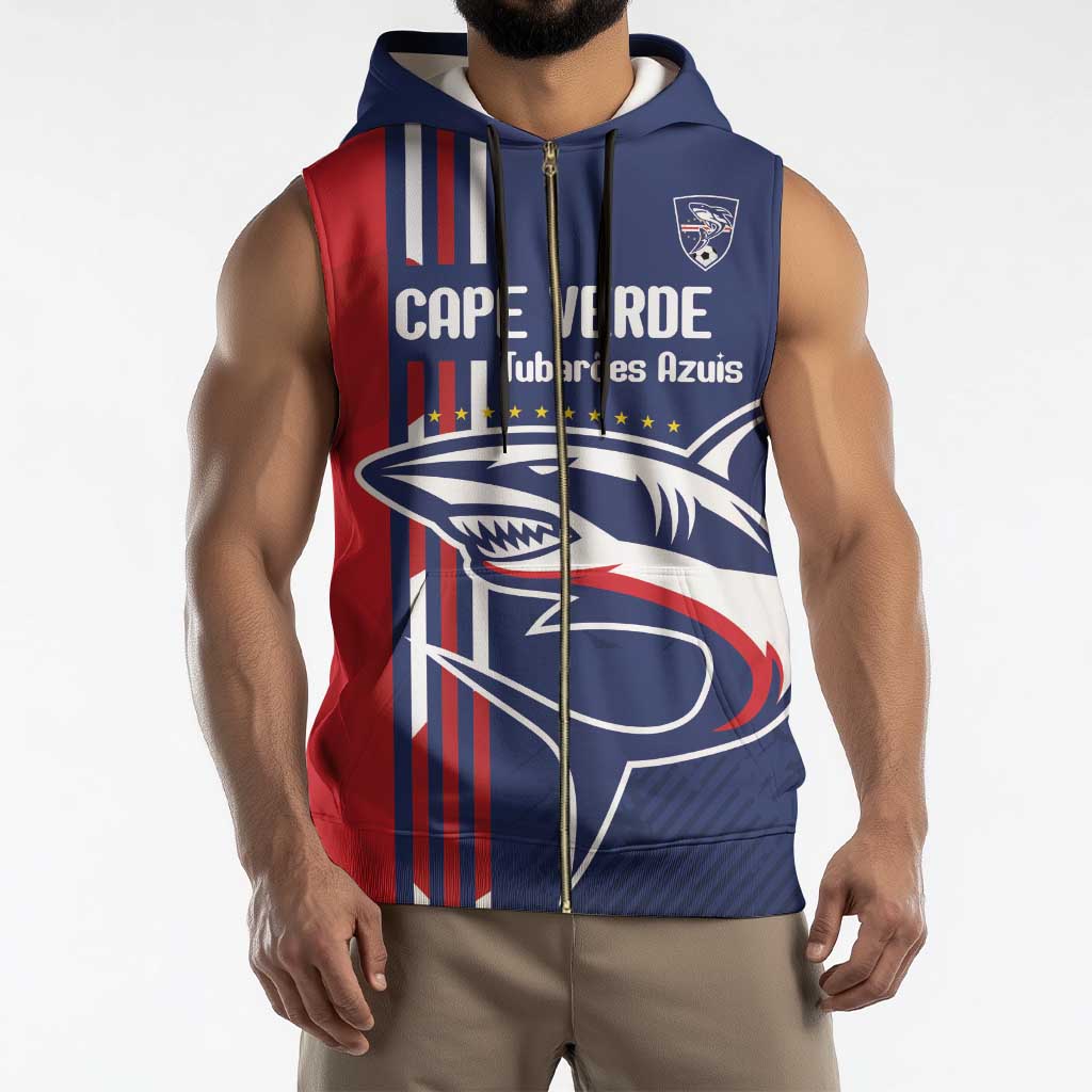 Cape Verde Football Sleeveless Zip Hoodie Tubaroes Azuis Pride - Wonder Print Shop