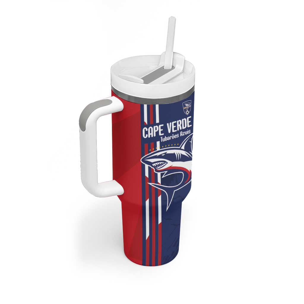 Cape Verde Football Tumbler With Handle Tubaroes Azuis Pride - Wonder Print Shop