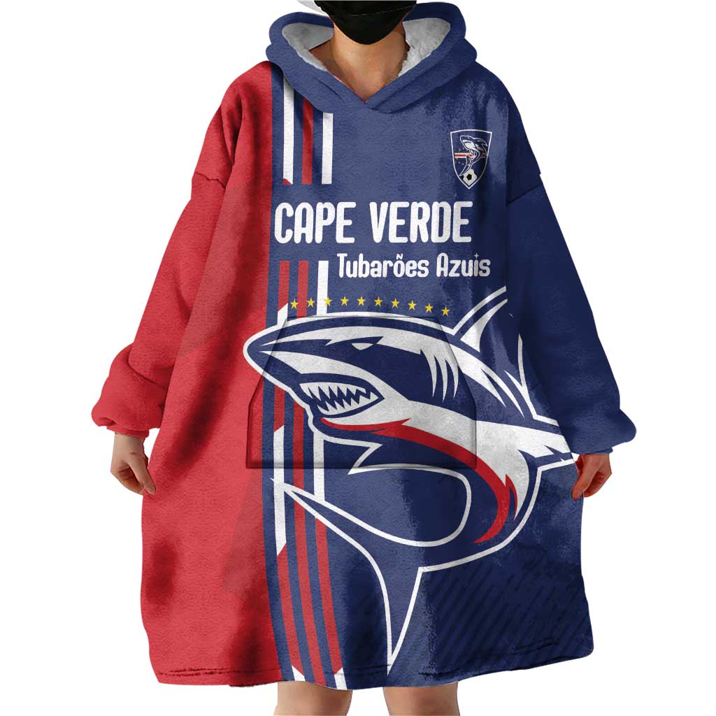 Cape Verde Football Wearable Blanket Hoodie Tubaroes Azuis Pride - Wonder Print Shop