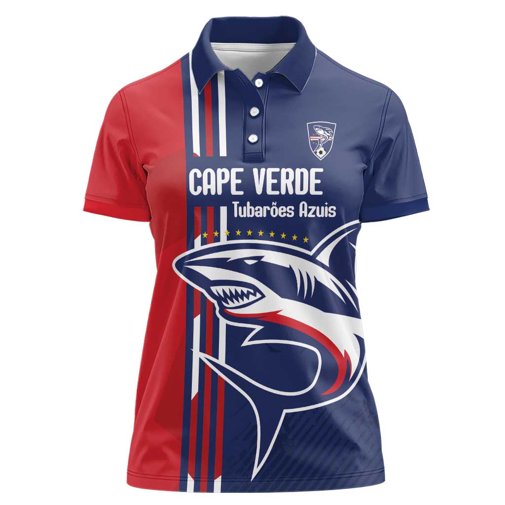 Cape Verde Football Women Polo Shirt Tubaroes Azuis Pride - Wonder Print Shop