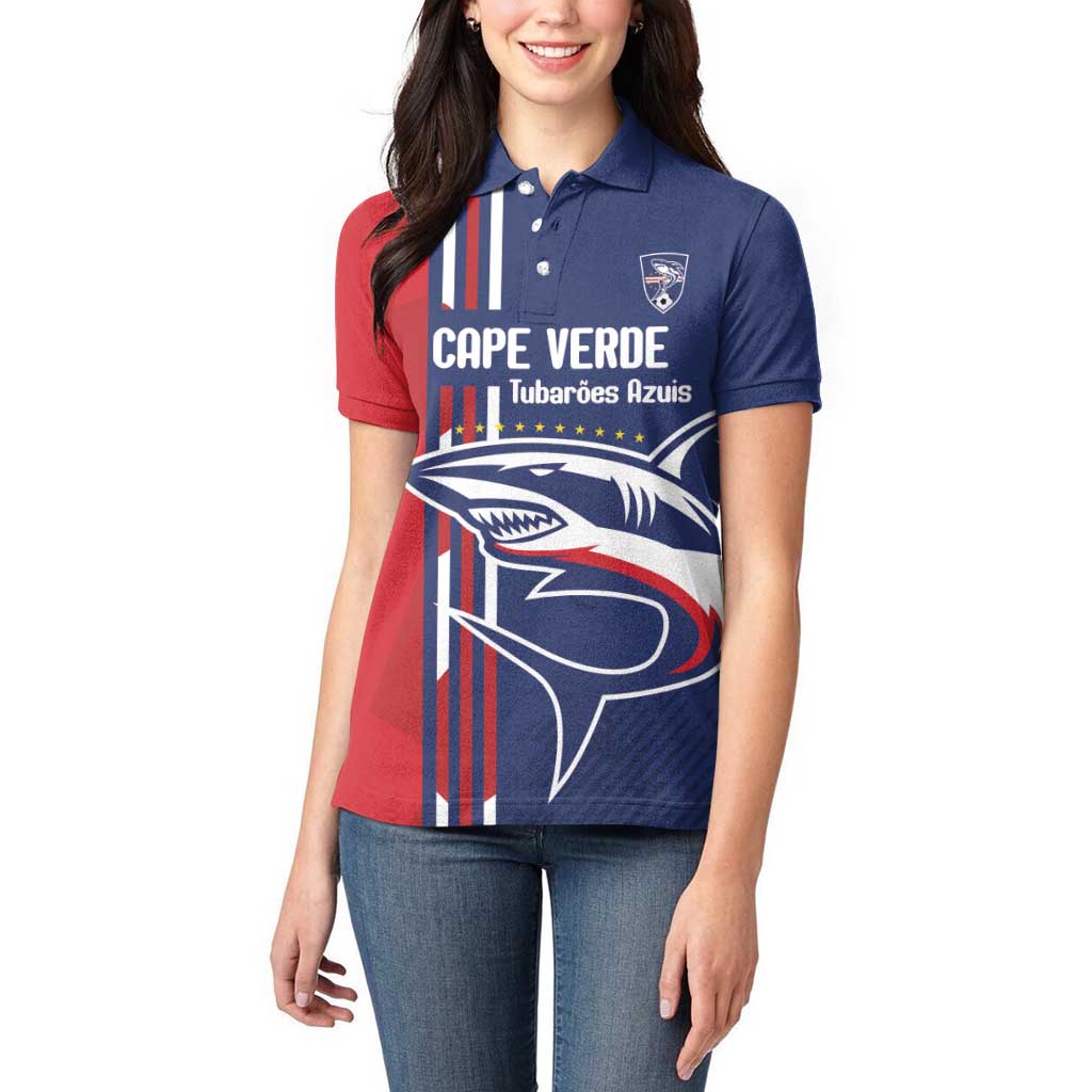 Cape Verde Football Women Polo Shirt Tubaroes Azuis Pride - Wonder Print Shop
