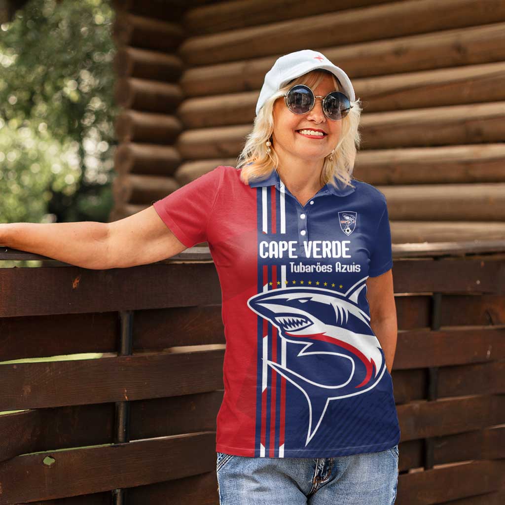 Cape Verde Football Women Polo Shirt Tubaroes Azuis Pride - Wonder Print Shop