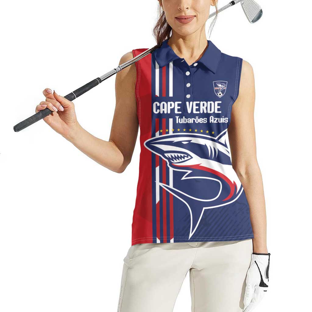 Cape Verde Football Women Sleeveless Polo Shirt Tubaroes Azuis Pride - Wonder Print Shop