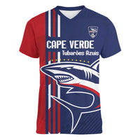 Cape Verde Football Women V-Neck T-Shirt Tubaroes Azuis Pride - Wonder Print Shop