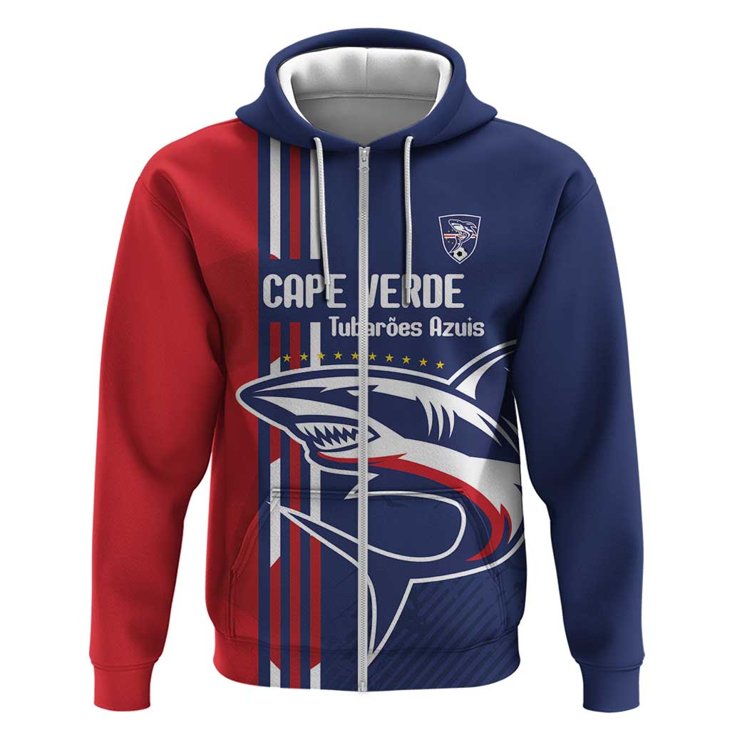 Cape Verde Football Zip Hoodie Tubaroes Azuis Pride - Wonder Print Shop