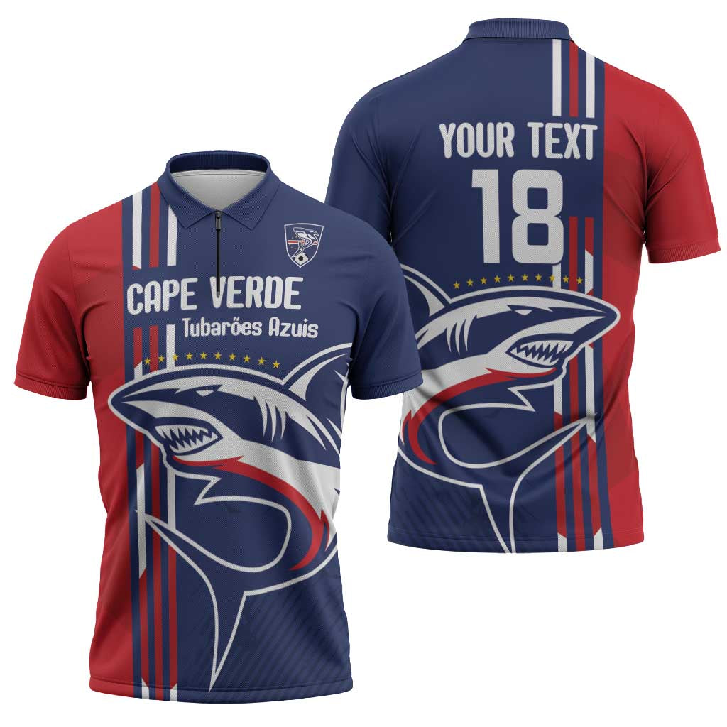 Cape Verde Football Zipper Polo Shirt Tubaroes Azuis Pride - Wonder Print Shop