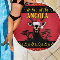 Angola Christmas Beach Blanket Giant Sable Antelope Virtus Unita Fortior - Wonder Print Shop