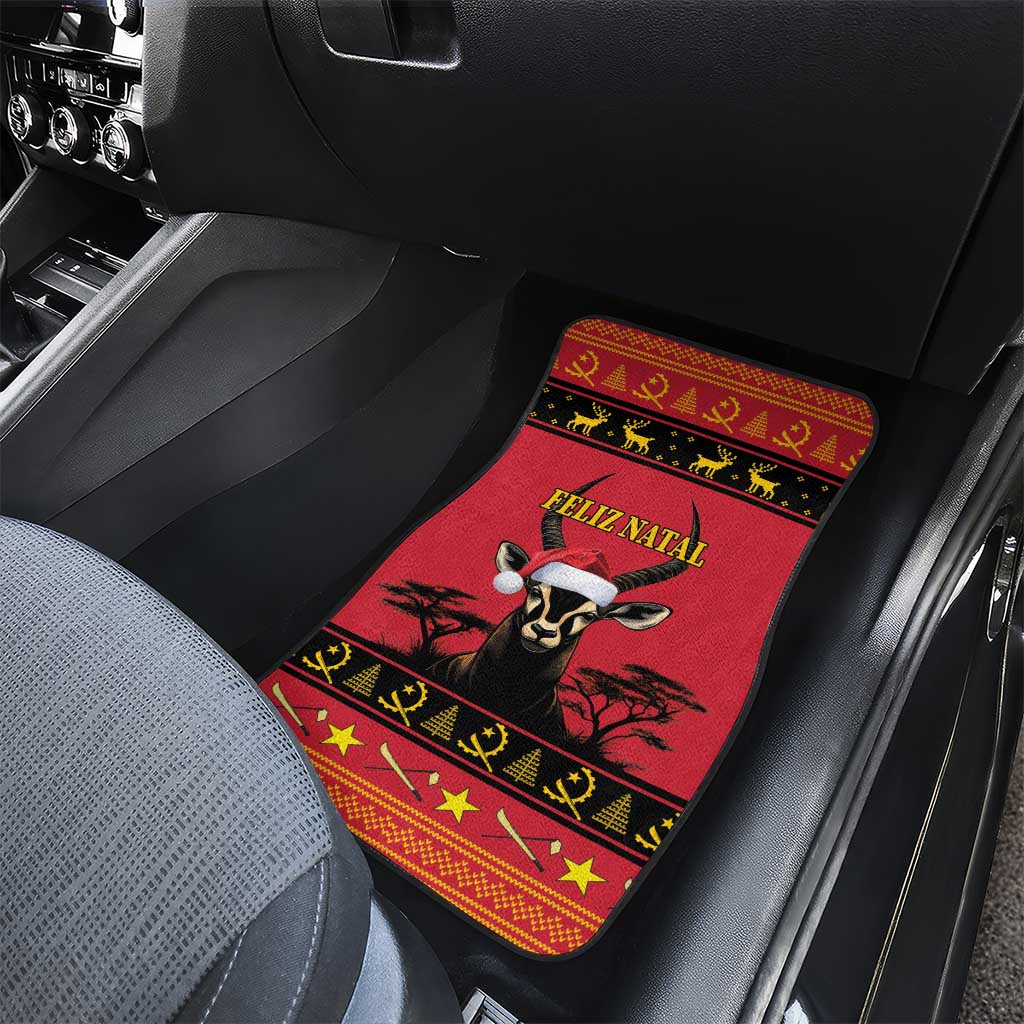 Angola Christmas Car Mats Giant Sable Antelope Virtus Unita Fortior - Wonder Print Shop