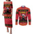 Angola Christmas Couples Matching Puletasi and Long Sleeve Button Shirt Giant Sable Antelope Virtus Unita Fortior - Wonder Print Shop