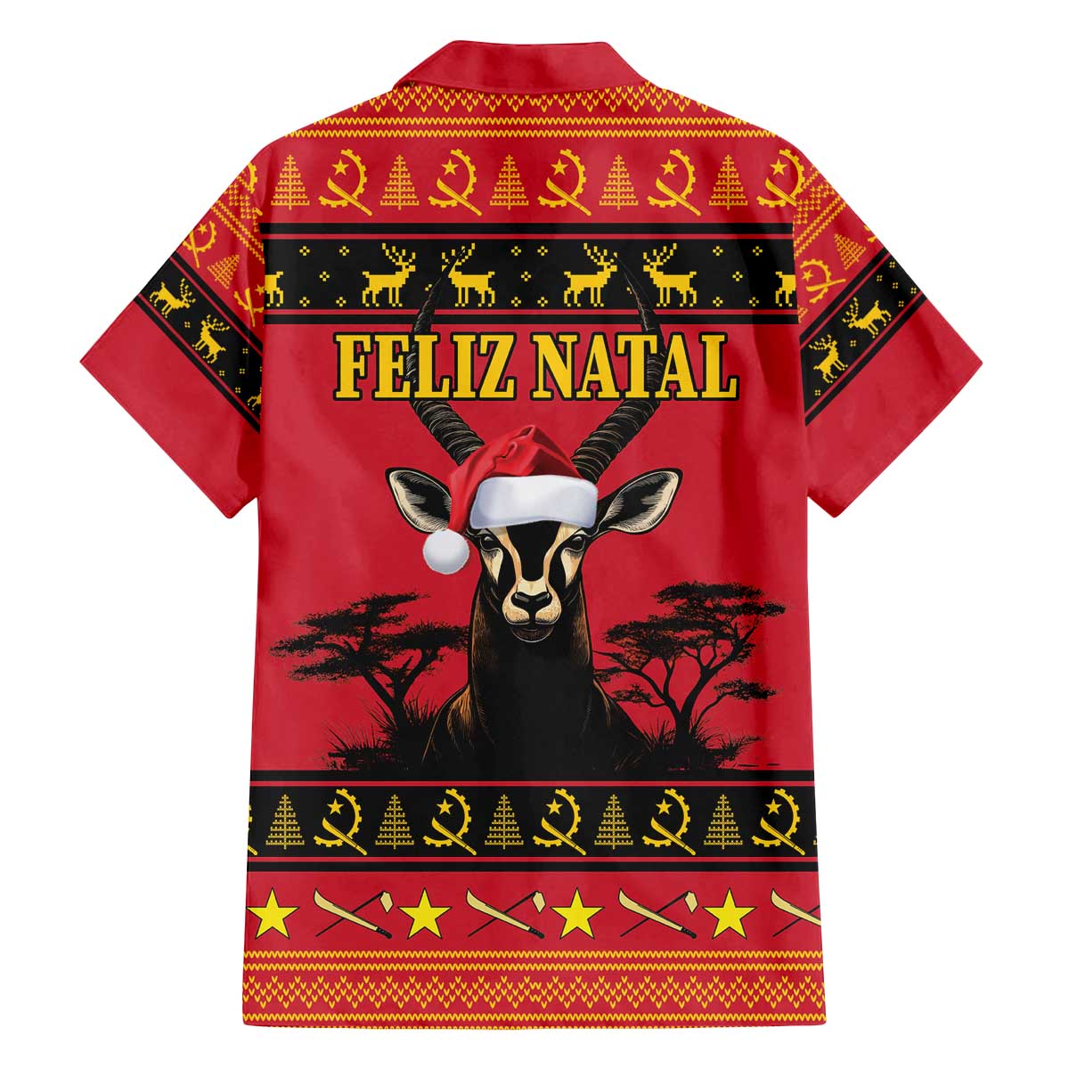 Angola Christmas Family Matching Off The Shoulder Long Sleeve Dress and Hawaiian Shirt Giant Sable Antelope Virtus Unita Fortior - Wonder Print Shop