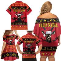 Angola Christmas Family Matching Off Shoulder Short Dress and Hawaiian Shirt Giant Sable Antelope Virtus Unita Fortior - Wonder Print Shop