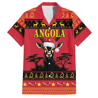 Angola Christmas Family Matching Off Shoulder Short Dress and Hawaiian Shirt Giant Sable Antelope Virtus Unita Fortior - Wonder Print Shop