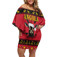 Angola Christmas Family Matching Off Shoulder Short Dress and Hawaiian Shirt Giant Sable Antelope Virtus Unita Fortior - Wonder Print Shop