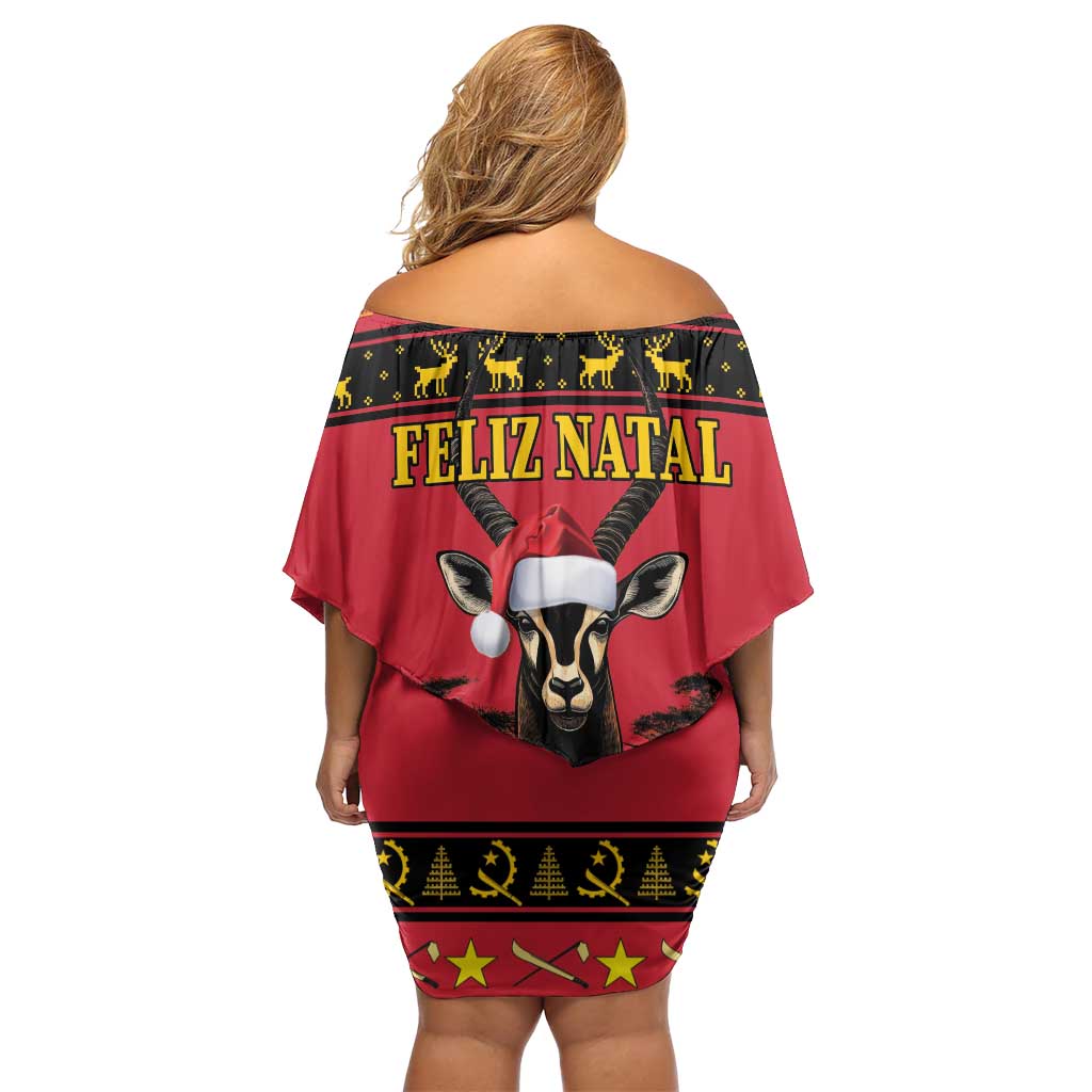 Angola Christmas Family Matching Off Shoulder Short Dress and Hawaiian Shirt Giant Sable Antelope Virtus Unita Fortior - Wonder Print Shop