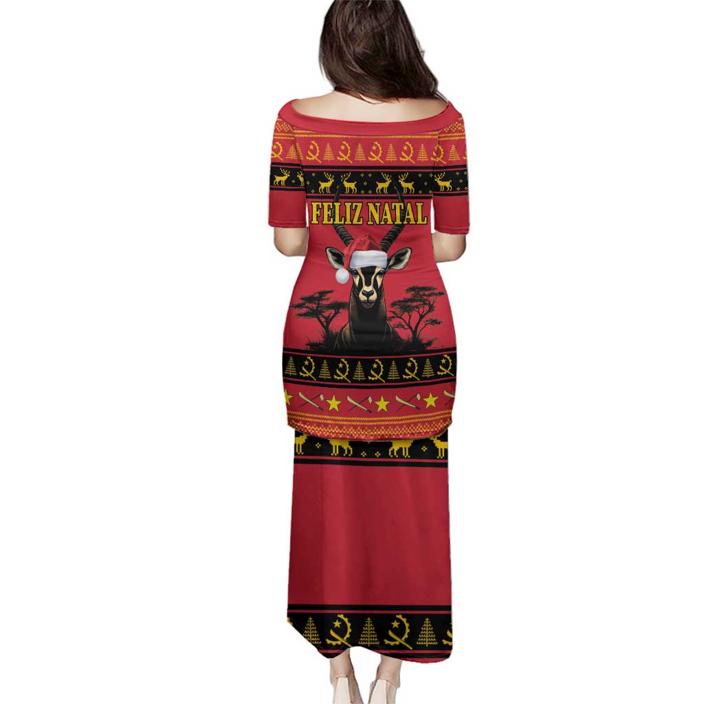 Angola Christmas Family Matching Puletasi and Hawaiian Shirt Giant Sable Antelope Virtus Unita Fortior - Wonder Print Shop