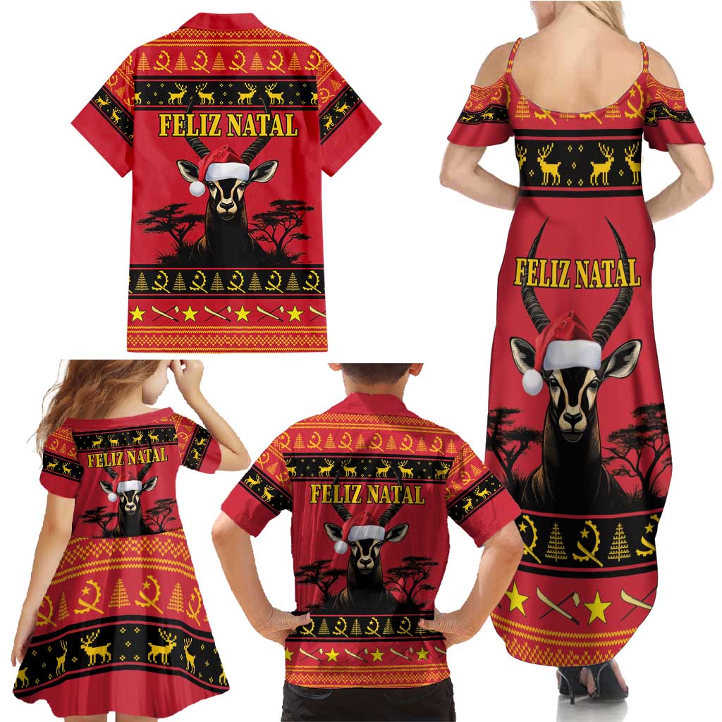 Angola Christmas Family Matching Summer Maxi Dress and Hawaiian Shirt Giant Sable Antelope Virtus Unita Fortior - Wonder Print Shop