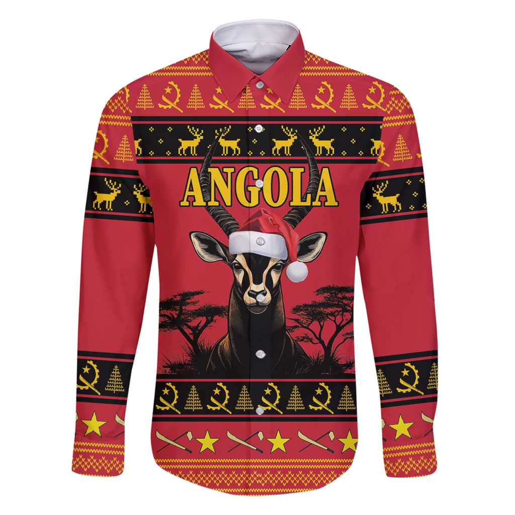 Angola Christmas Family Matching Summer Maxi Dress and Hawaiian Shirt Giant Sable Antelope Virtus Unita Fortior - Wonder Print Shop