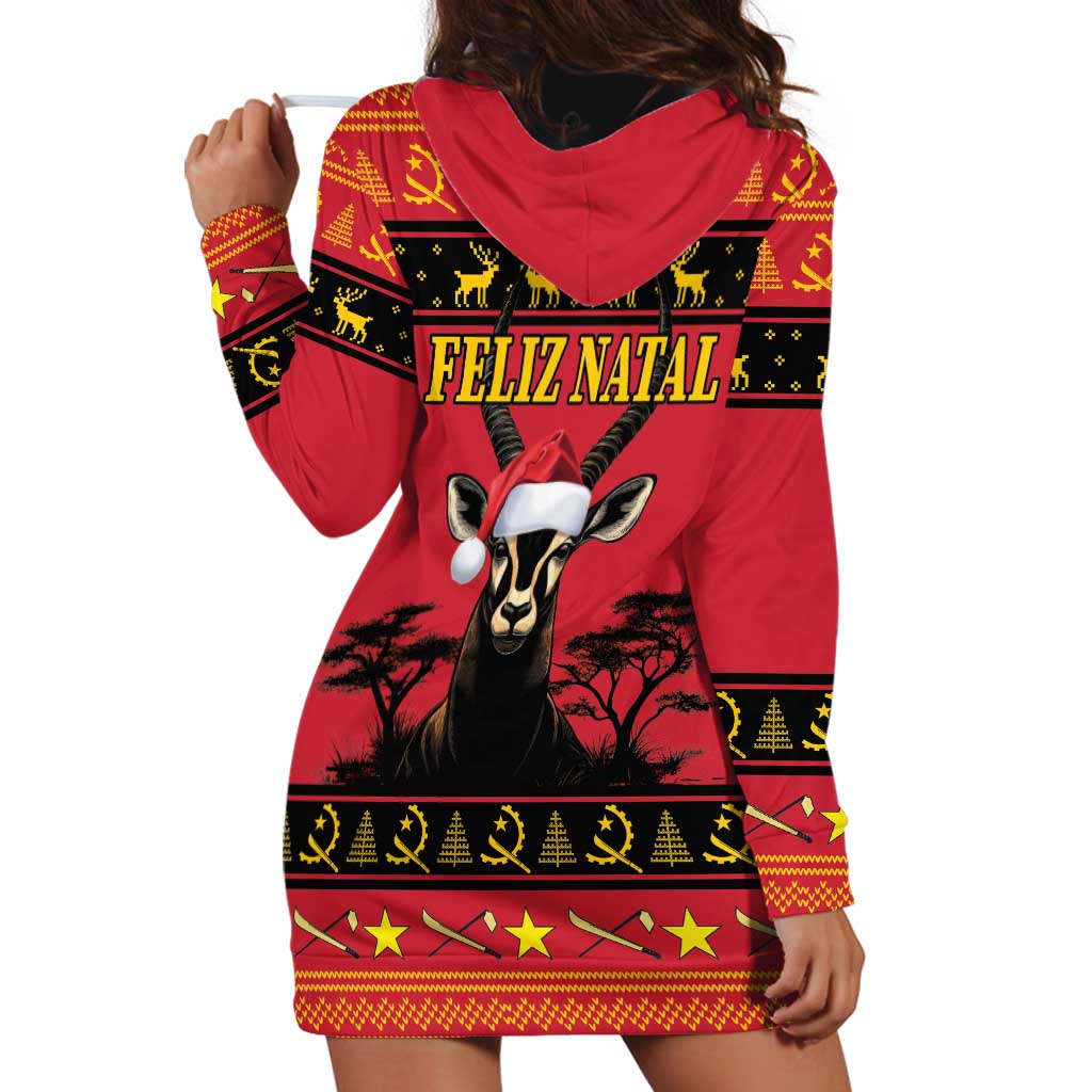 Angola Christmas Hoodie Dress Giant Sable Antelope Virtus Unita Fortior - Wonder Print Shop