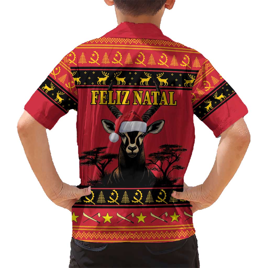 Angola Christmas Kid Hawaiian Shirt Giant Sable Antelope Virtus Unita Fortior - Wonder Print Shop