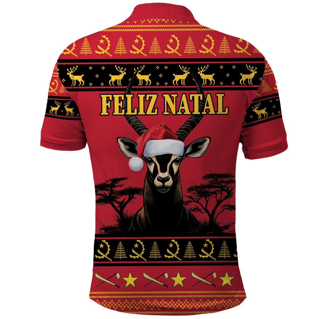 Angola Christmas Polo Shirt Giant Sable Antelope Virtus Unita Fortior - Wonder Print Shop