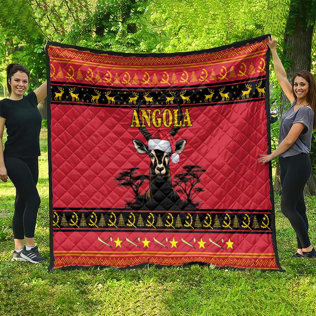 Angola Christmas Quilt Giant Sable Antelope Virtus Unita Fortior - Wonder Print Shop