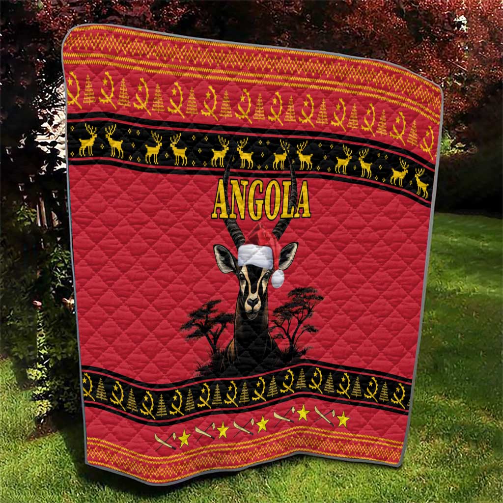 Angola Christmas Quilt Giant Sable Antelope Virtus Unita Fortior - Wonder Print Shop