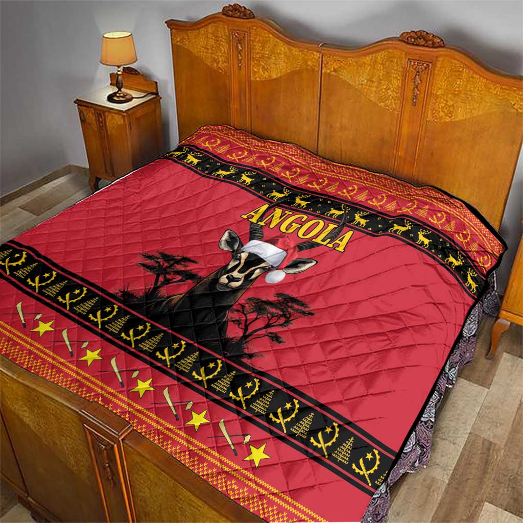 Angola Christmas Quilt Giant Sable Antelope Virtus Unita Fortior - Wonder Print Shop