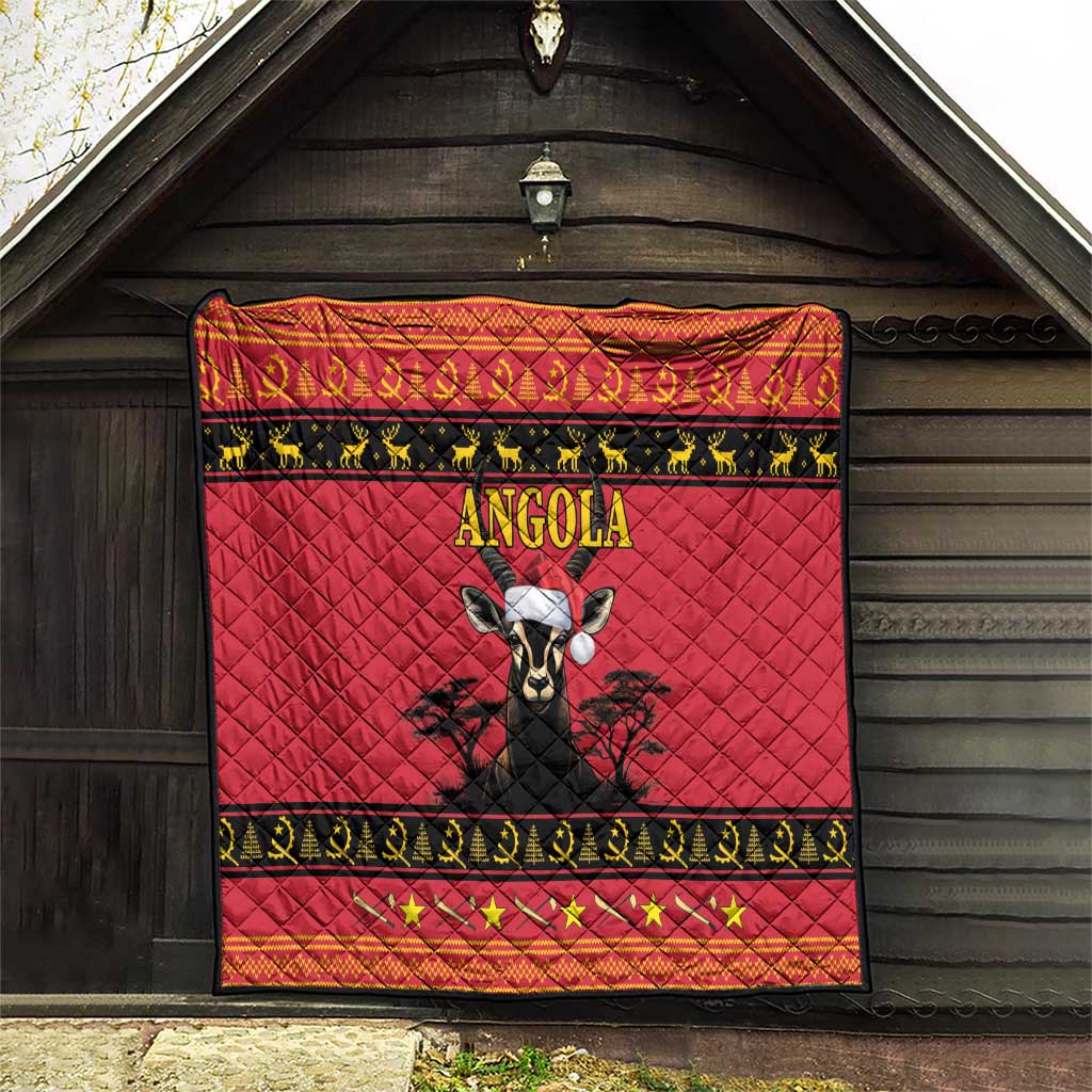 Angola Christmas Quilt Giant Sable Antelope Virtus Unita Fortior - Wonder Print Shop