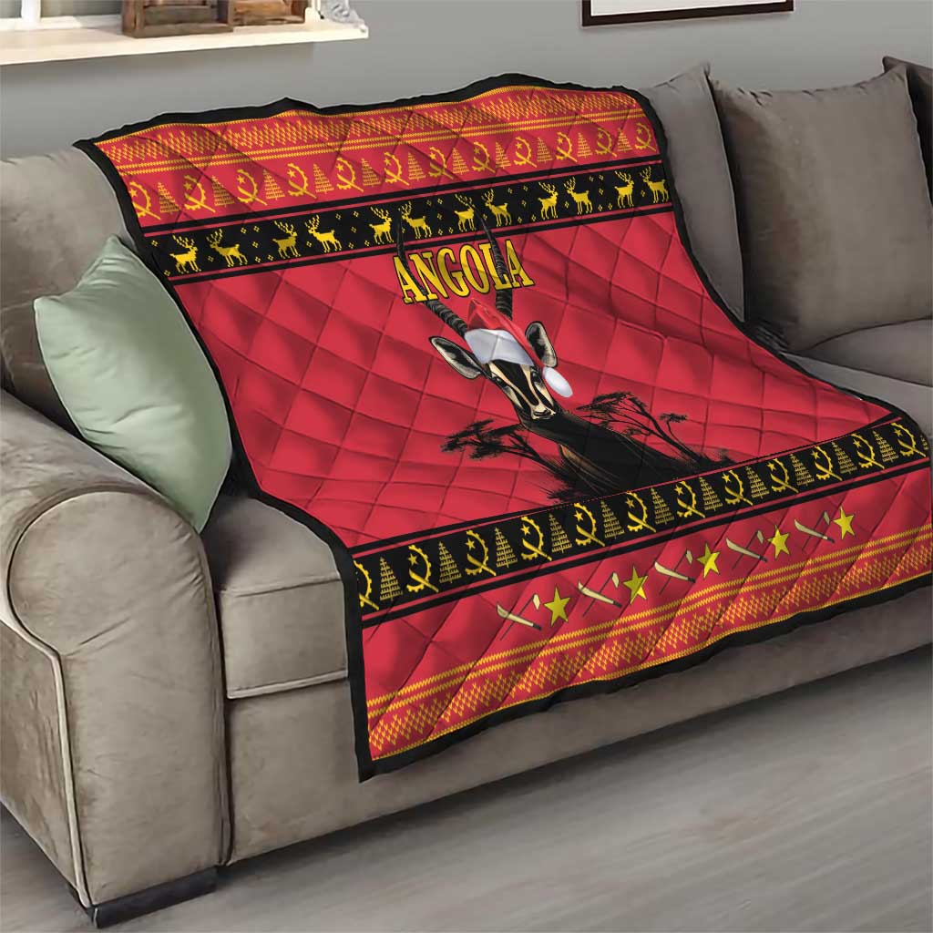 Angola Christmas Quilt Giant Sable Antelope Virtus Unita Fortior - Wonder Print Shop